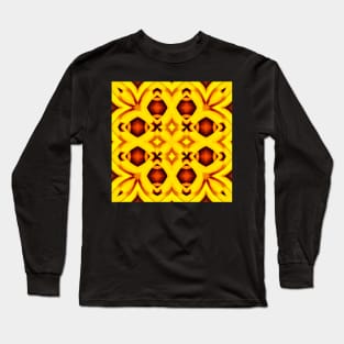 Bright Yellow Expressionist Art Yellow Rose Pattern 4 Long Sleeve T-Shirt